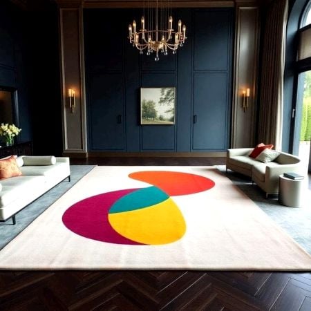 Handcrafted Geometric Color Block Contemporary Area Rug